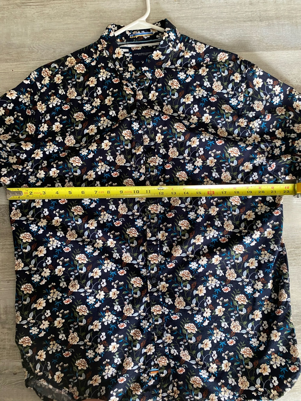 Nautical Navy Floral Tropical Button Up Shirt with